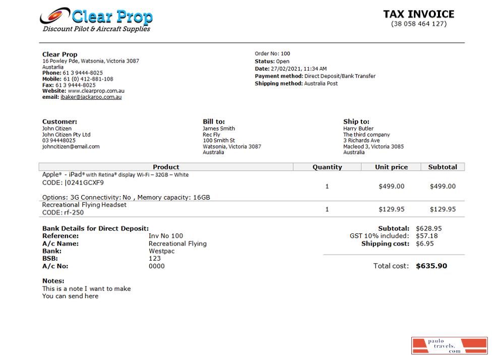 Australia Clear Prop Discount Pilot & Aircraft Supplies company PSD template